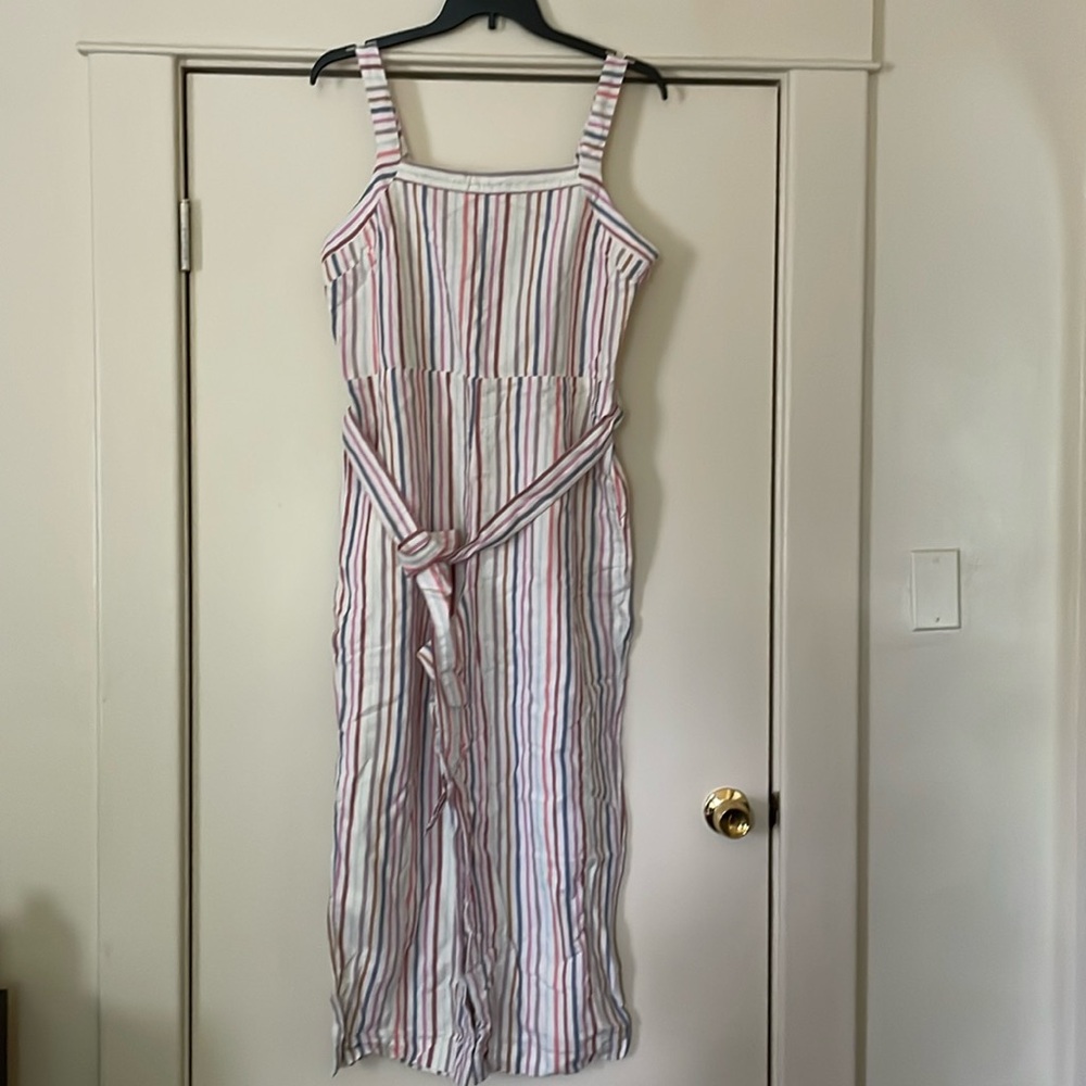 Women’s GAP Linen-Cotton Multicolor Striped Jumpsuit, 16